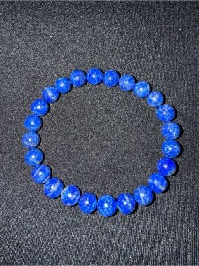 Lapis Lazuli Blue Bead Stretch Bracelet